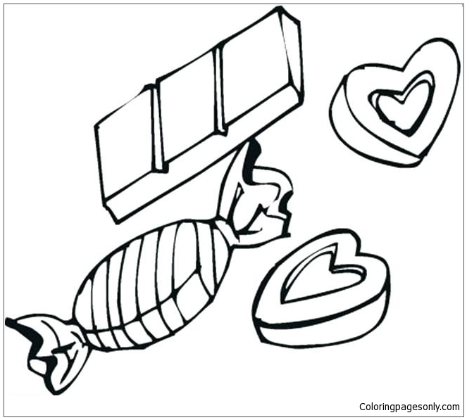 Hearts And Chocolate Candies Coloring Pages - Desserts Coloring Pages - Coloring  Pages For Kids And Adults