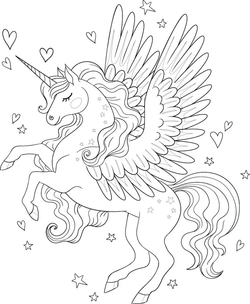 Unicorn with Flamboyant Wings Coloring Pages - Unicorn Coloring Pages - Coloring  Pages For Kids And Adults