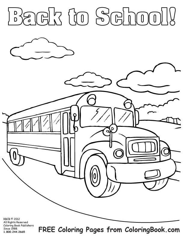 Back to School - School Bus Coloring Page
