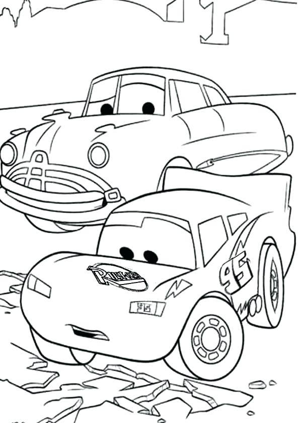 McQueen Looking The Broken Road Coloring Page - Free Printable Coloring  Pages for Kids