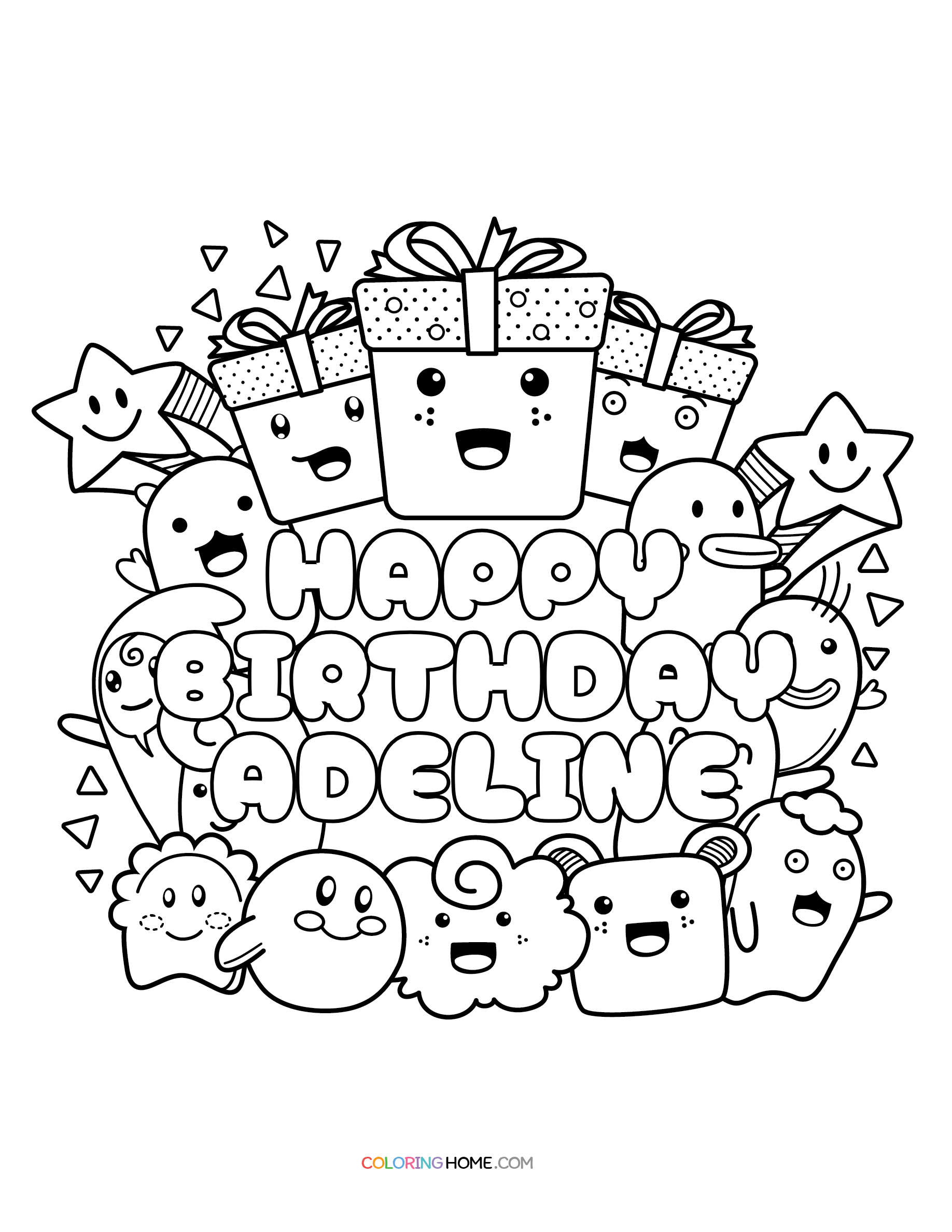 Happy Birthday Adeline coloring page