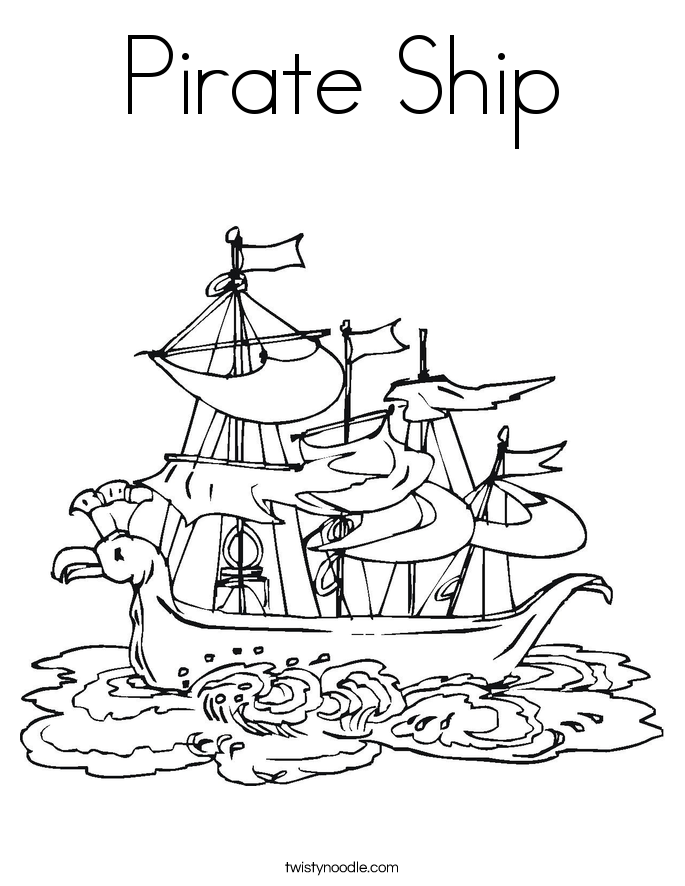 Pirate Ship Coloring Page - Twisty Noodle
