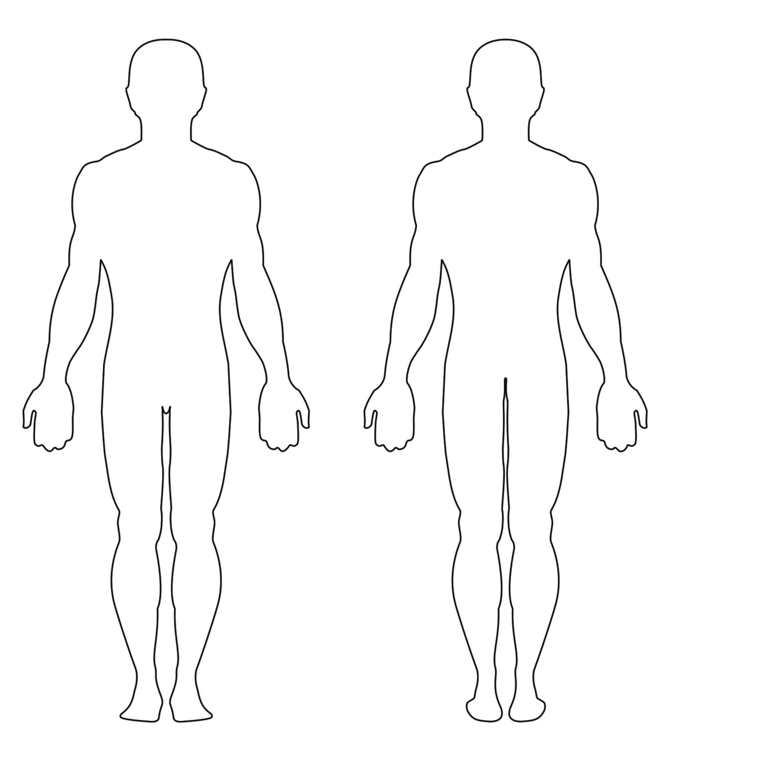 Outline of a person back and front coloring page