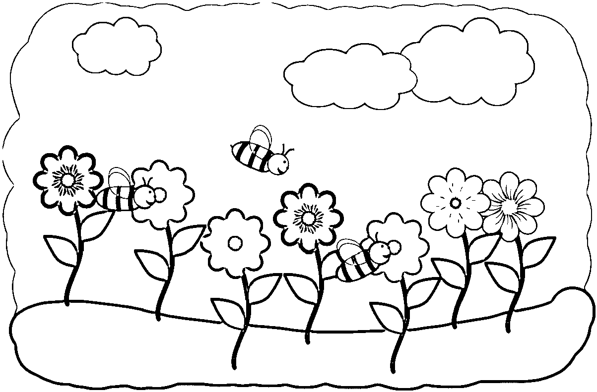 Spring Cute Spring Flower Coloring Page | Wecoloringpage