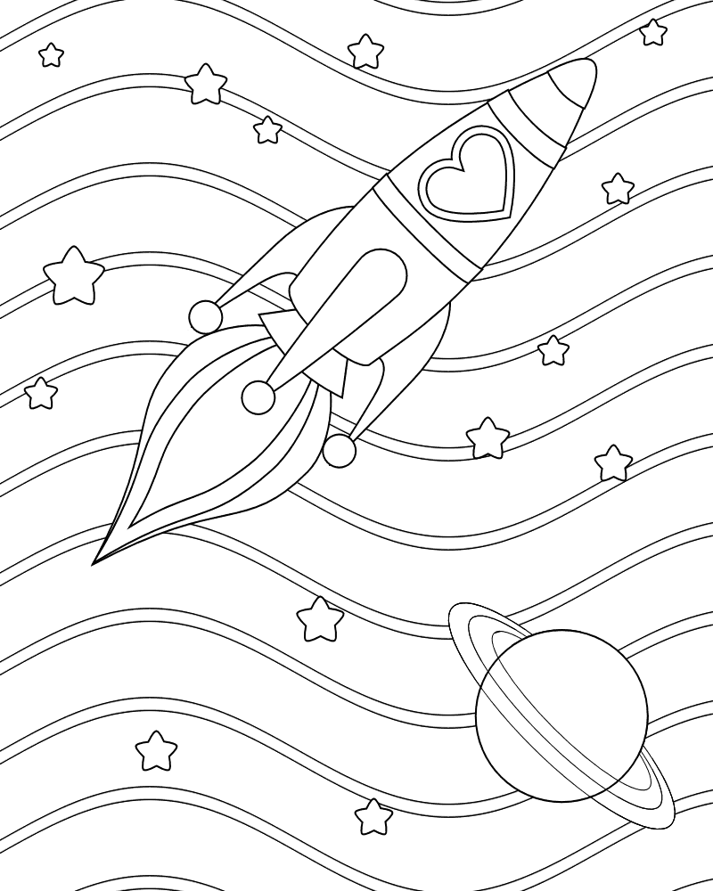 Rocket Ship Coloring Page - Coloring Pages for Kids and for Adults