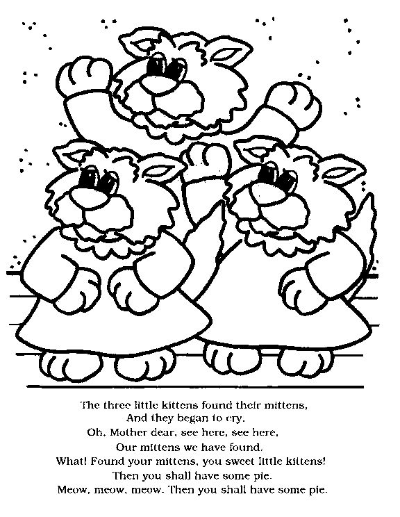 Three Little Kittens Coloring Page