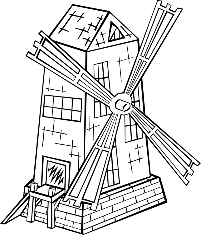 Coloring Page Windmill - free printable coloring pages