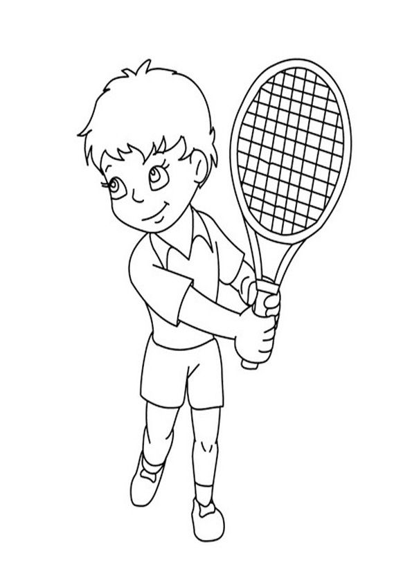 Kids with Tennis Racket Coloring Page | Sports coloring pages, Coloring  pages, Coloring pages for kids