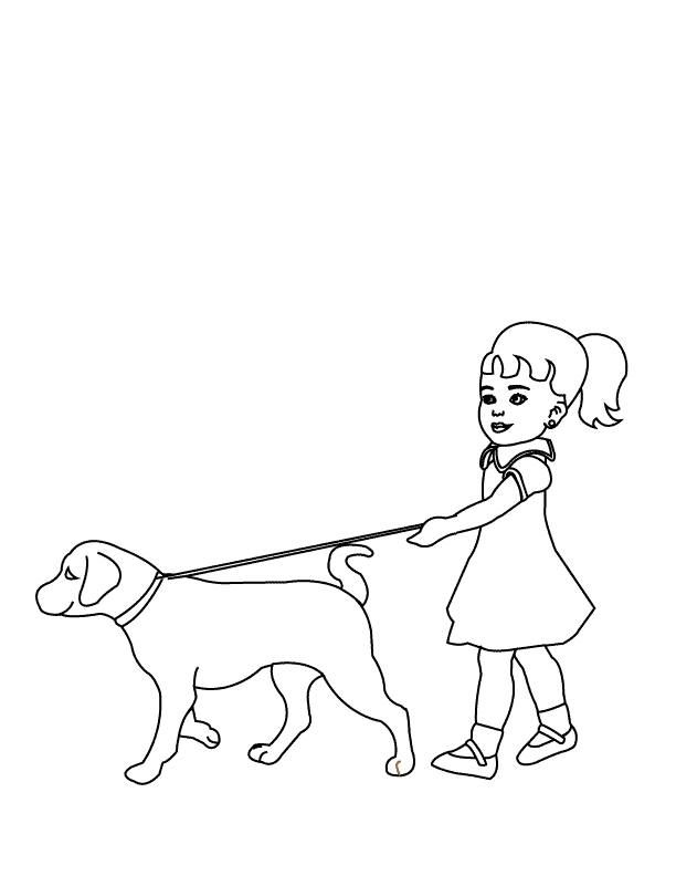 Coloring Pages - Walking the dog