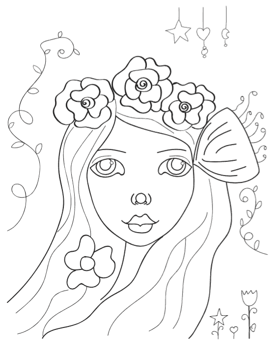Whimsical Girl Printable Coloring Page - Whimsy Girl Coloring Page - The  Artisan Life