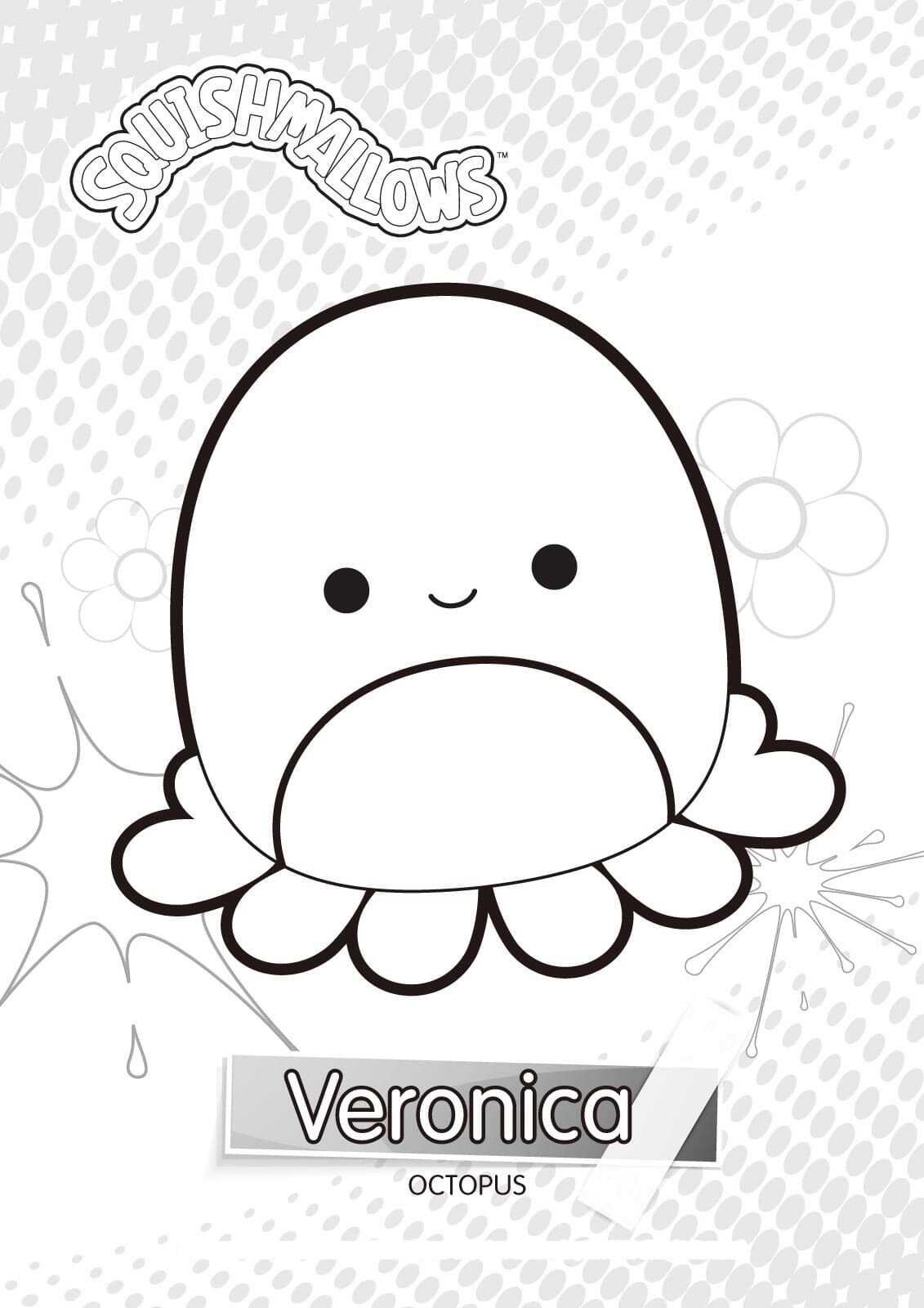 Veronica tomato red octopus with a white belly from Squishmallow Coloring  Pages - Squishmallow Coloring Pages - Coloring Pages For Kids And Adults