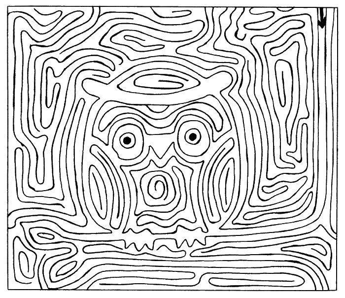 Online coloring pages Coloring page Labyrinth owl mazes, Download print coloring  page.