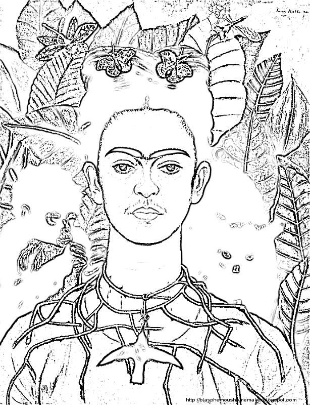 frida kahlo art coloring page - Clip Art Library