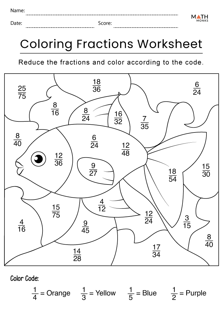 Fraction Coloring Worksheets Coloring Home