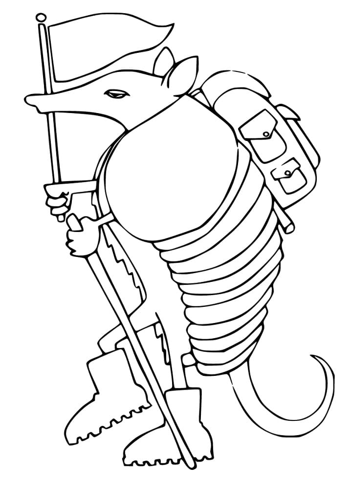Armadilo Hiking Coloring Page - Free Printable Coloring Pages for Kids