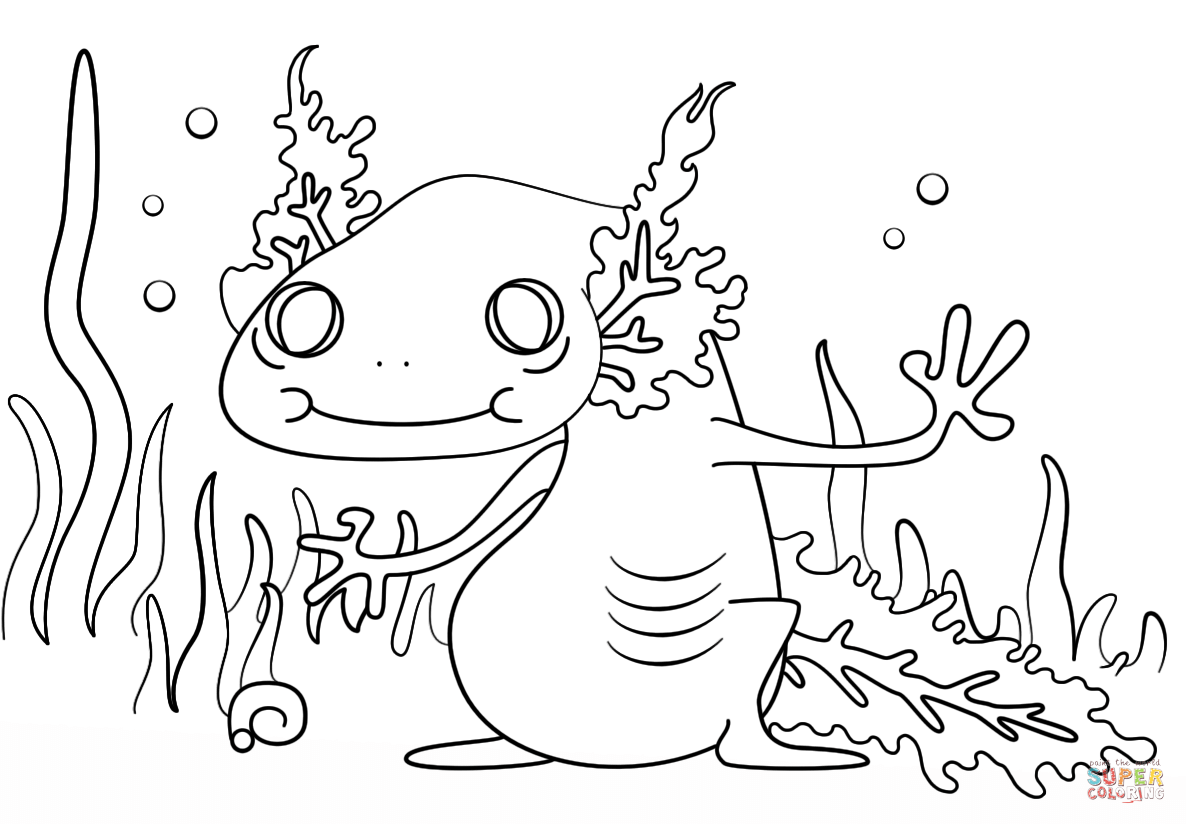 Cartoon Axolotl coloring page | Free Printable Coloring Pages