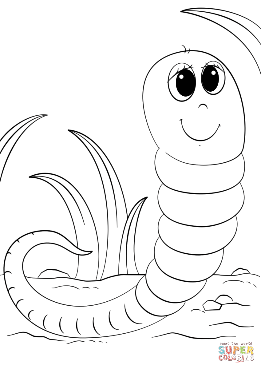 Cute Cartoon Worm coloring page | Free Printable Coloring Pages