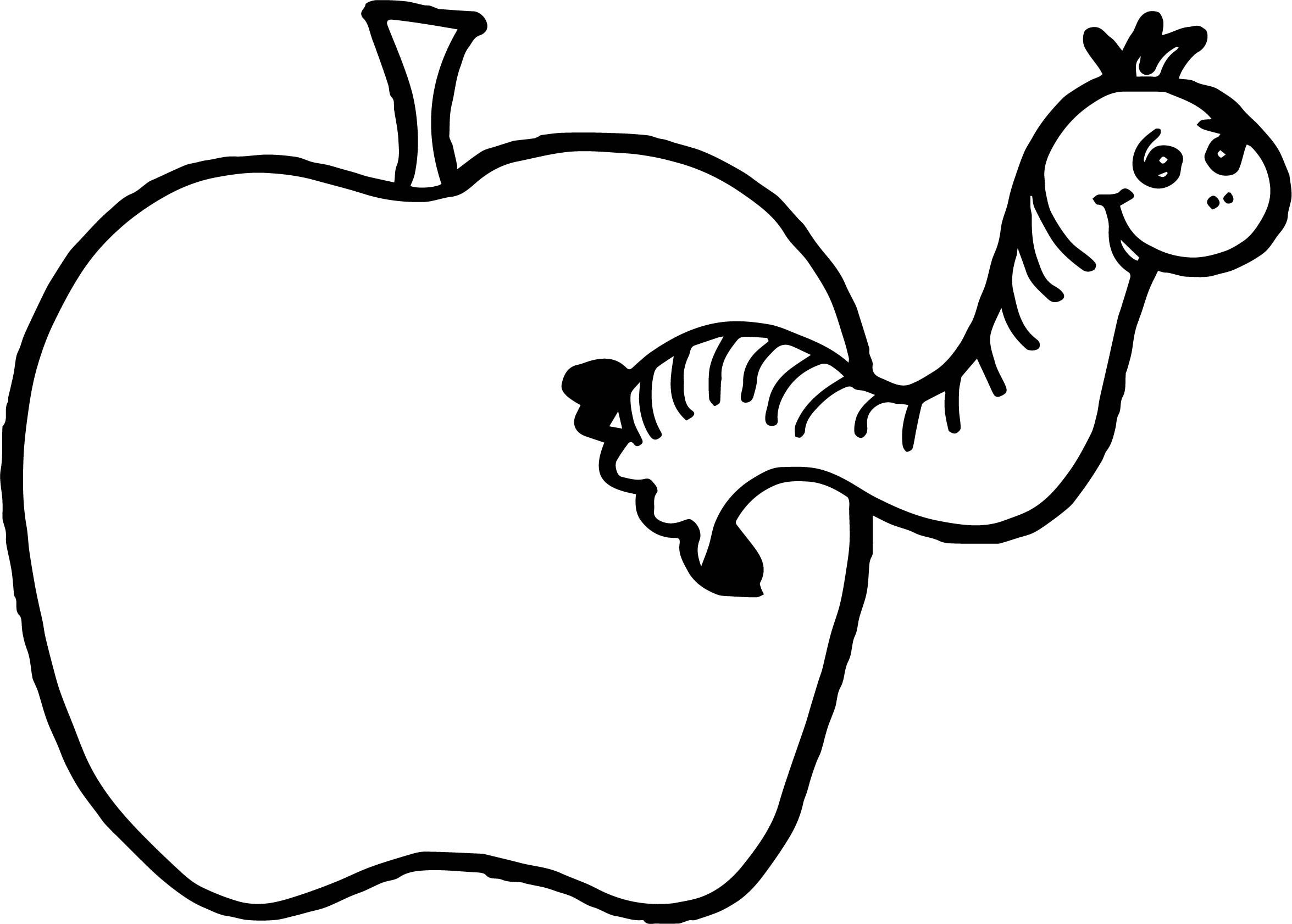cool Apple And Worm Small Coloring Page | Coloring pages ...