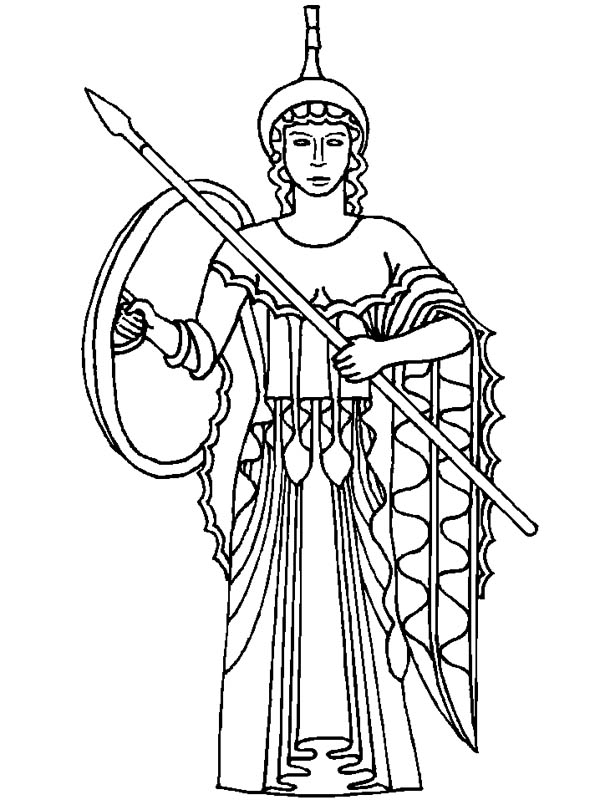 Athena from Greek Gods and Goddesses Coloring Page - NetArt