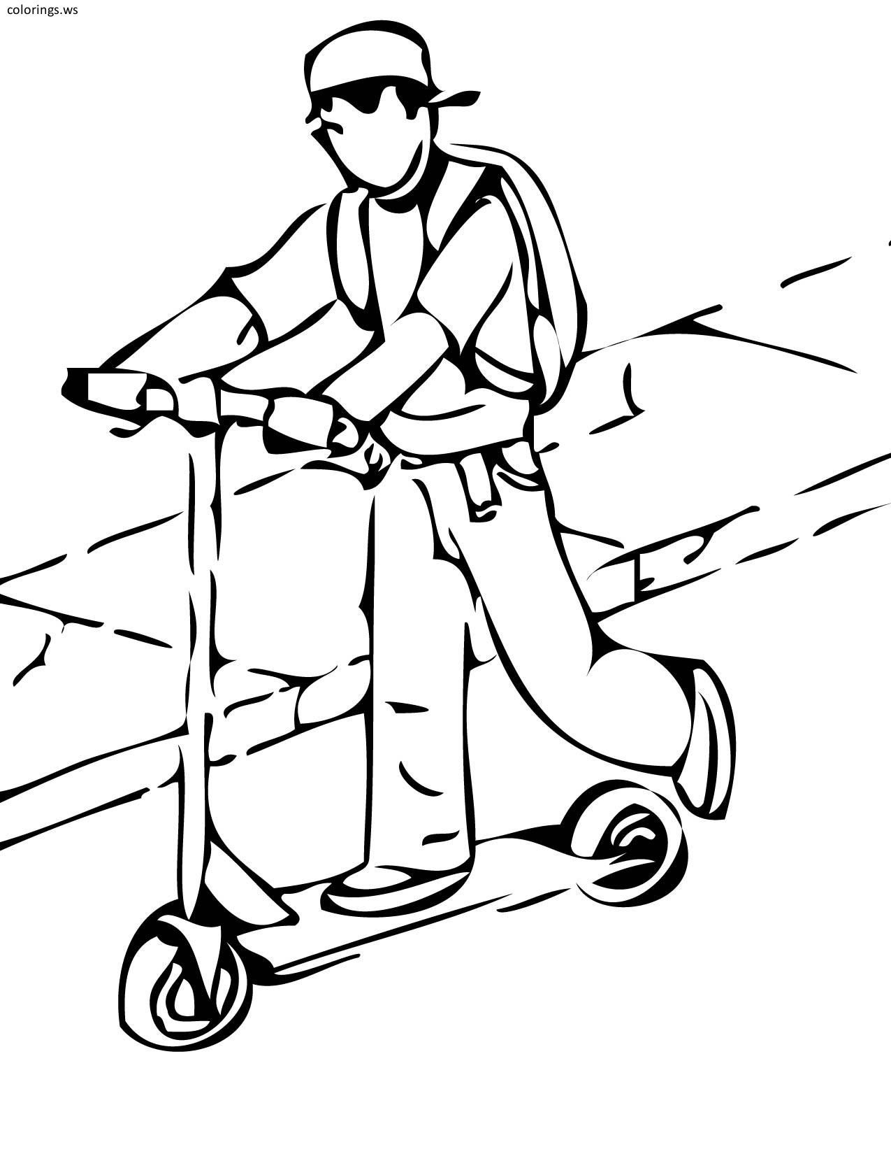 Scooter Coloring Pages - Coloring Home