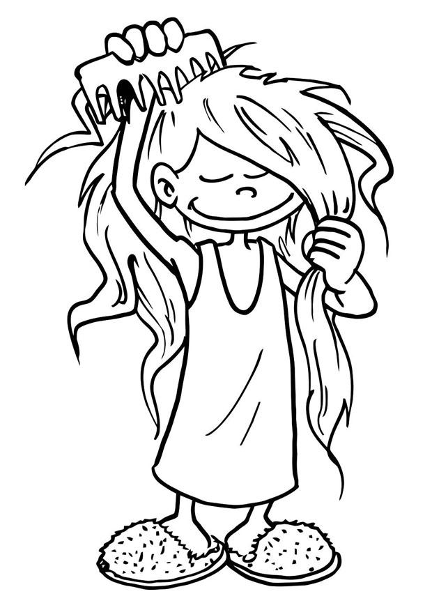 Coloring Page to comb one's hair - free printable coloring pages - Img 19194