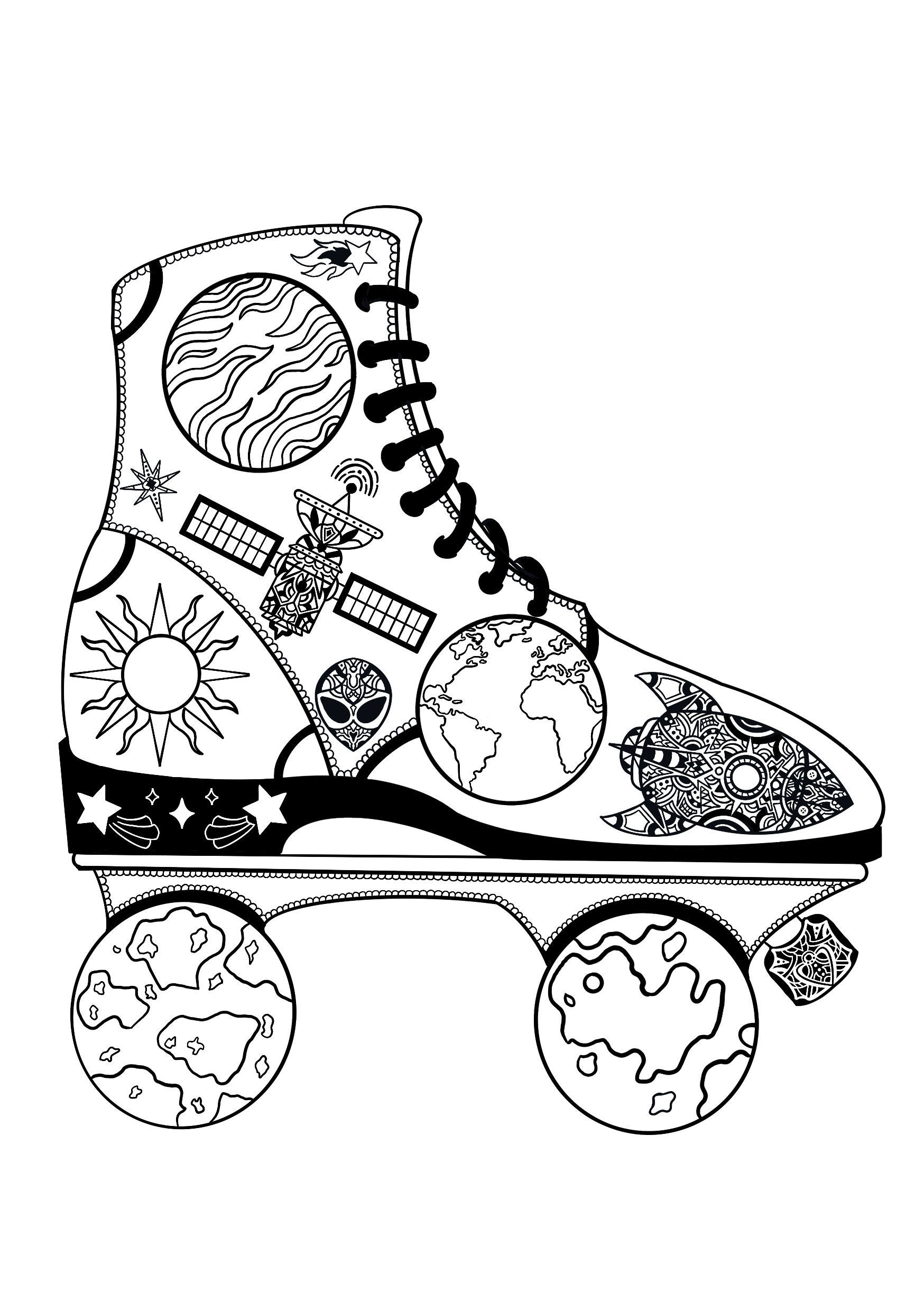 Roller Space / Digital File/ Download Colouring Page / - Etsy