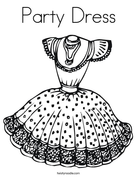 Party Dress Coloring Page - Twisty Noodle
