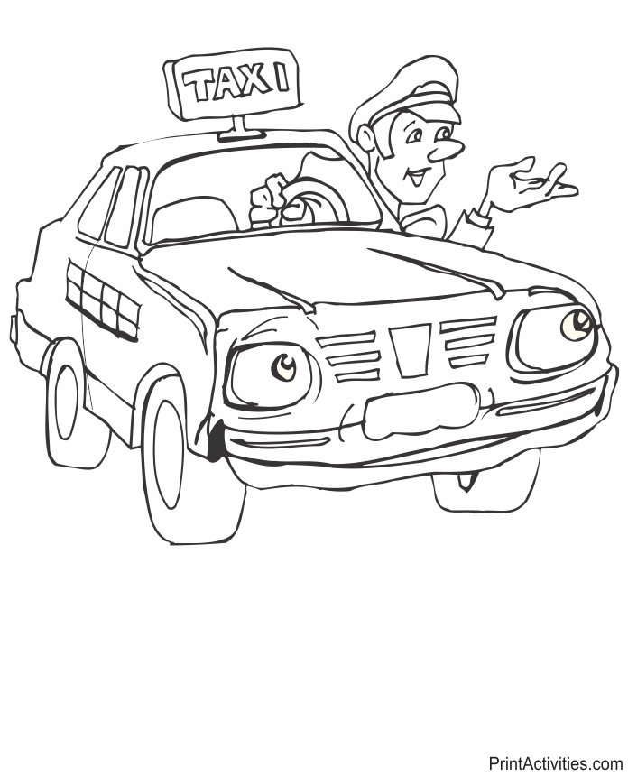 Taxi Driver Coloring Page | Leaning out window