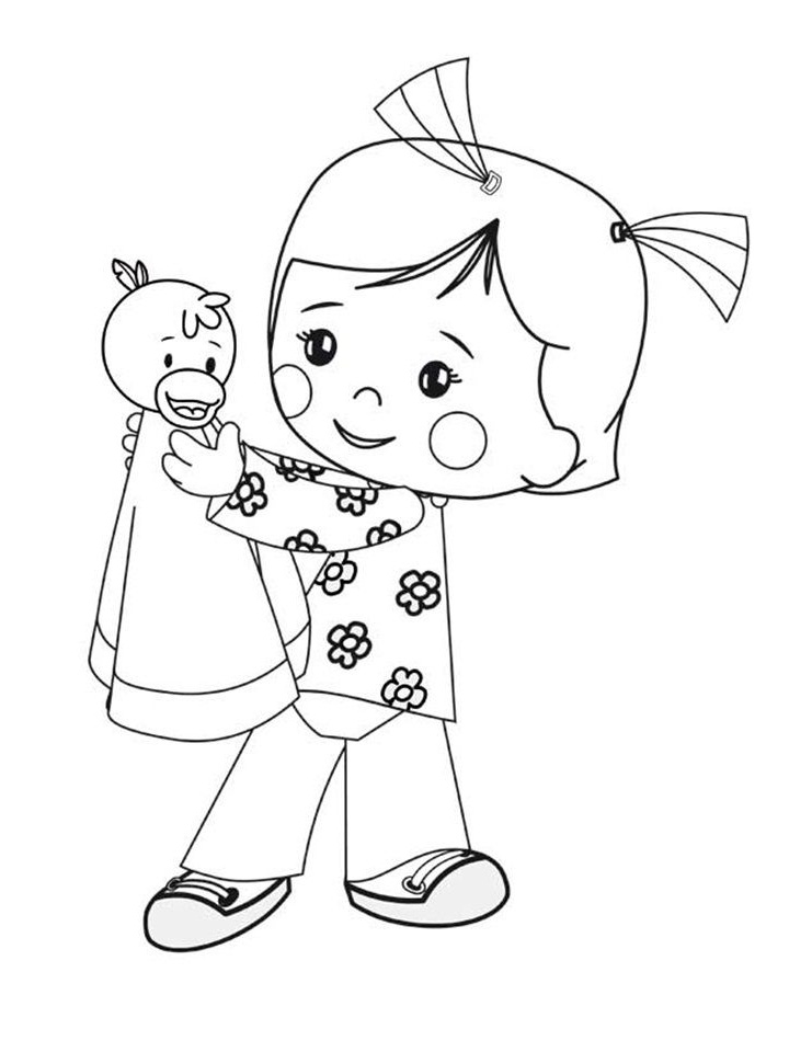 Chloe with Toy Coloring Page - Free Printable Coloring Pages for Kids