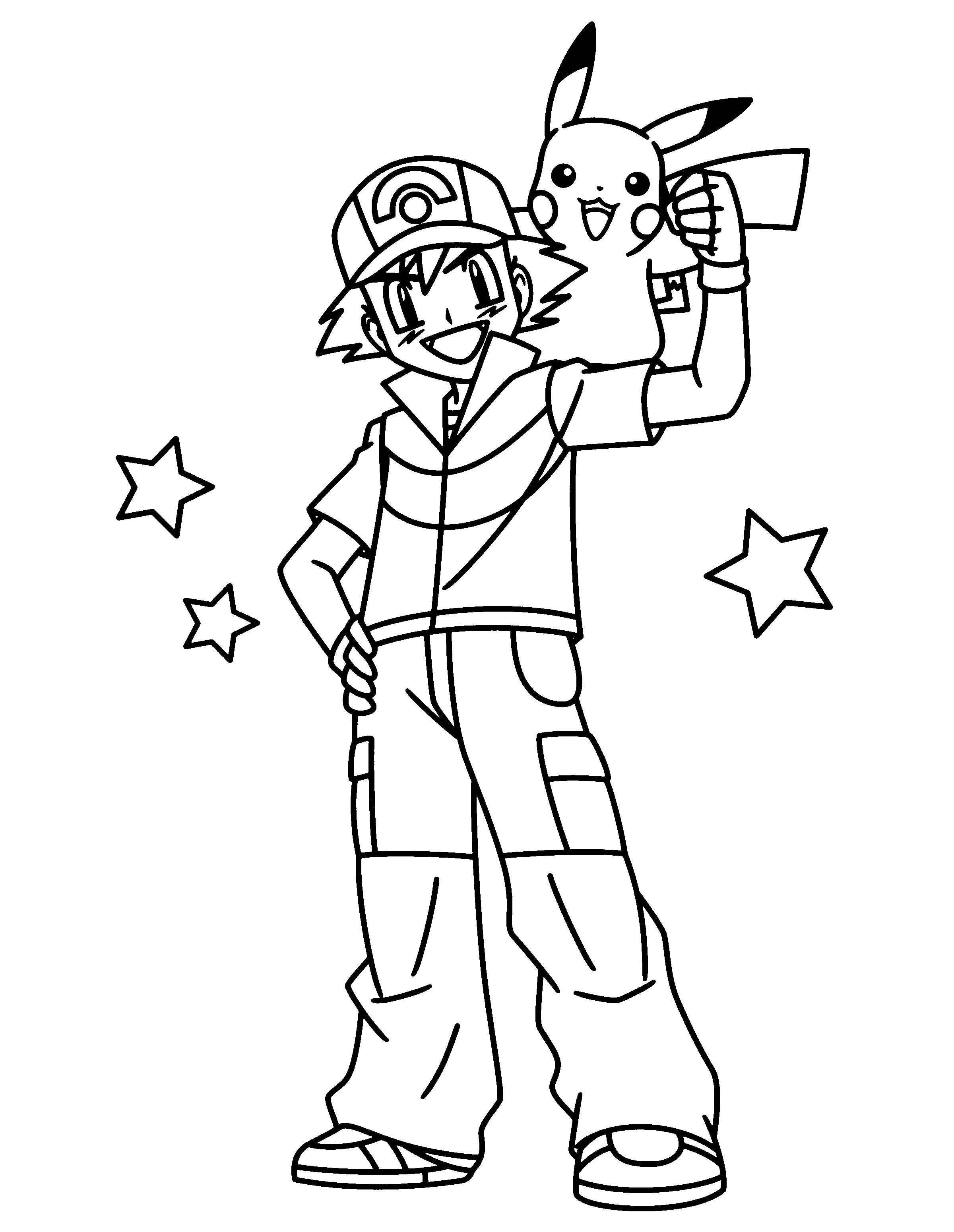 Pokemon Coloring Pages Ash And Pikachu - HiColoringPages