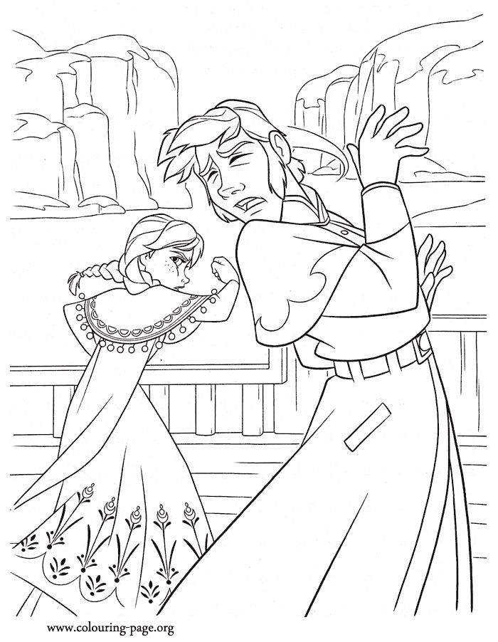Anna attacking Hans coloring page | Disney's Frozen - Colouring ...