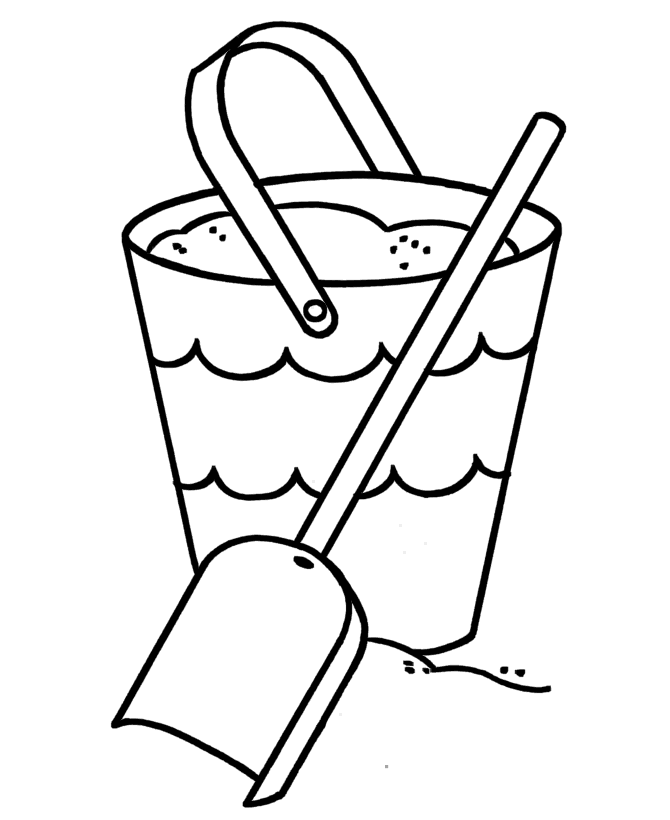 Pre-K Coloring Pages | Free Printable Beach sand bucket kindergartner coloring  page sheet | HonkingDonkey