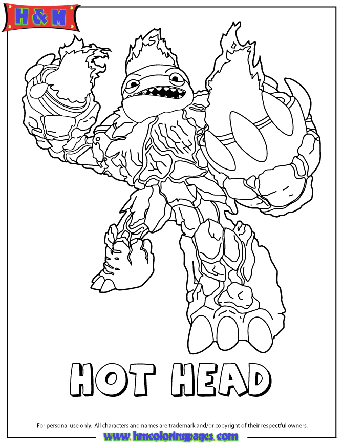 Skylanders Giants Fire Hot Head Coloring Page | Free Printable 