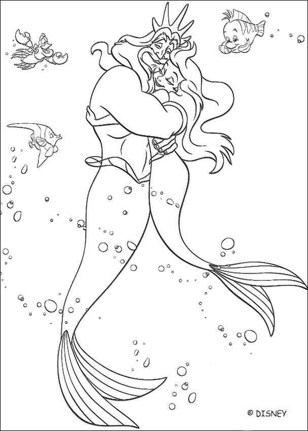 The Little Mermaid coloring pages - Ariel and Prince Eric on a boat