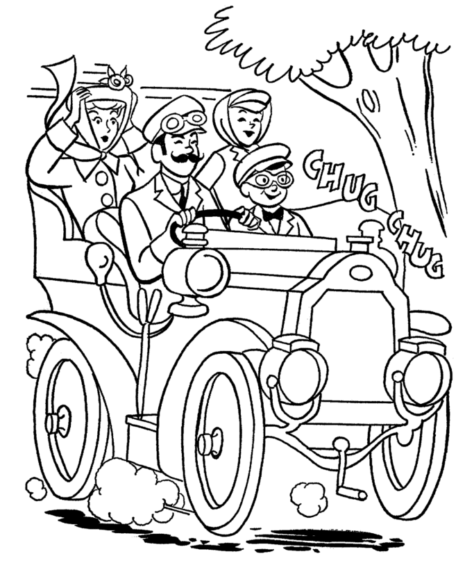 Grandparents Day Coloring Pages - Grandparents old car coloring ...