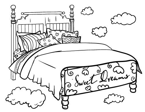 Printable bed coloring page. Free PDF download at http://coloringcafe.com/ coloring-pages/bed/ | Super coloring pages, Printable coloring pages, Coloring  pages
