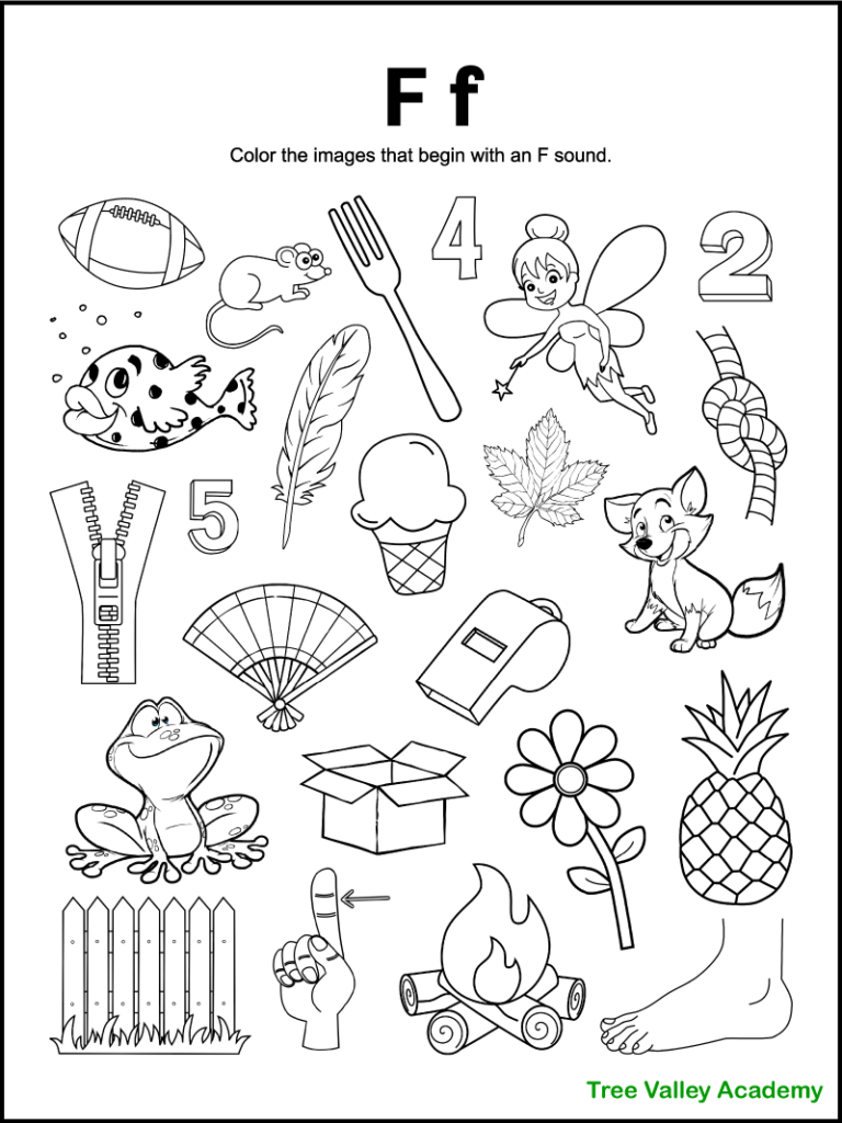 Letter F Sound Worksheets - Tree Valley Academy