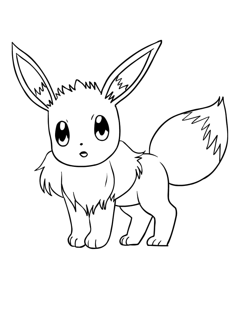 An Eevee Coloring Page - Anime Coloring Pages