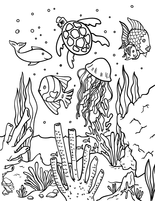 Free printable ocean coloring page. Download it from  https://museprintables.com/download/colo… | Ocean coloring pages, Summer coloring  pages, Mermaid coloring pages