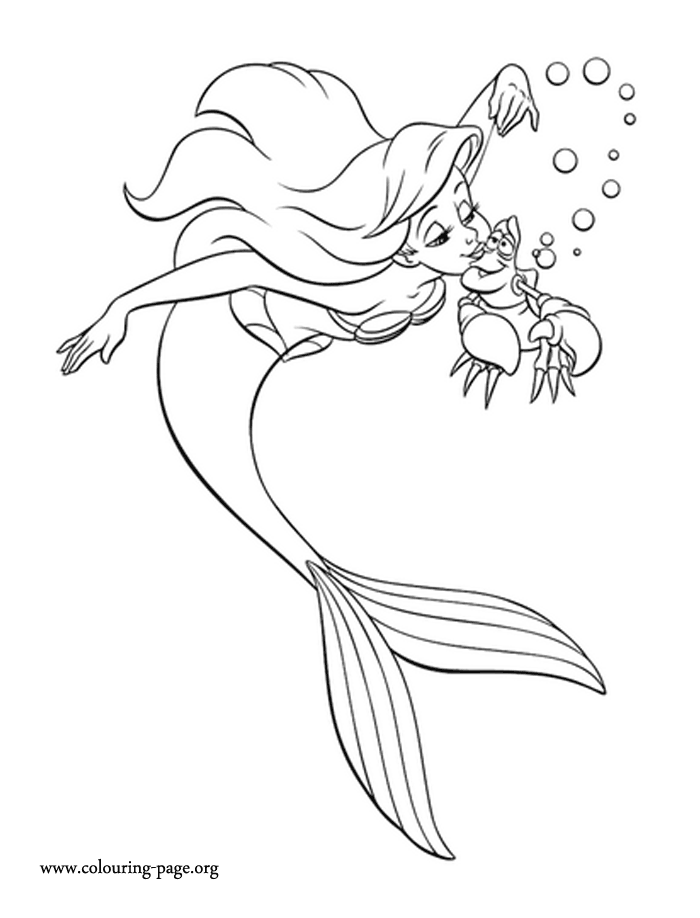 The Little Mermaid - Ariel and her friend Sebastian coloring page
