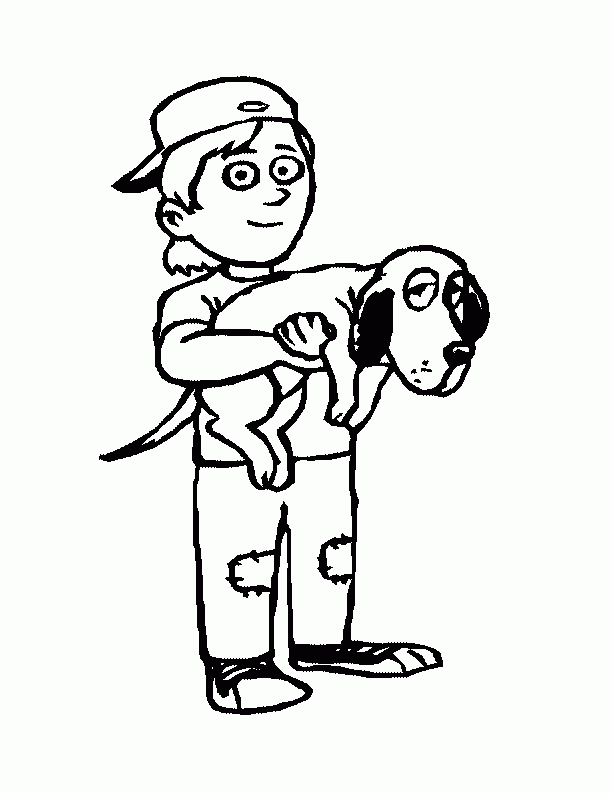 Boy Holding A Dog Coloring Pages For Kids #bH4 : Printable Boys ...