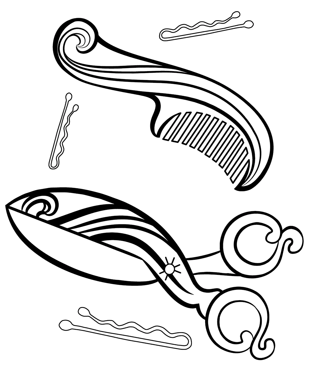 Scissors and Comb Coloring Pages - Get Coloring Pages