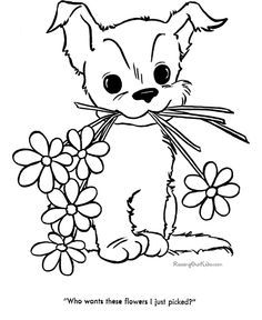 Cute Puppy Printable - Coloring Pages for Kids and for Adults