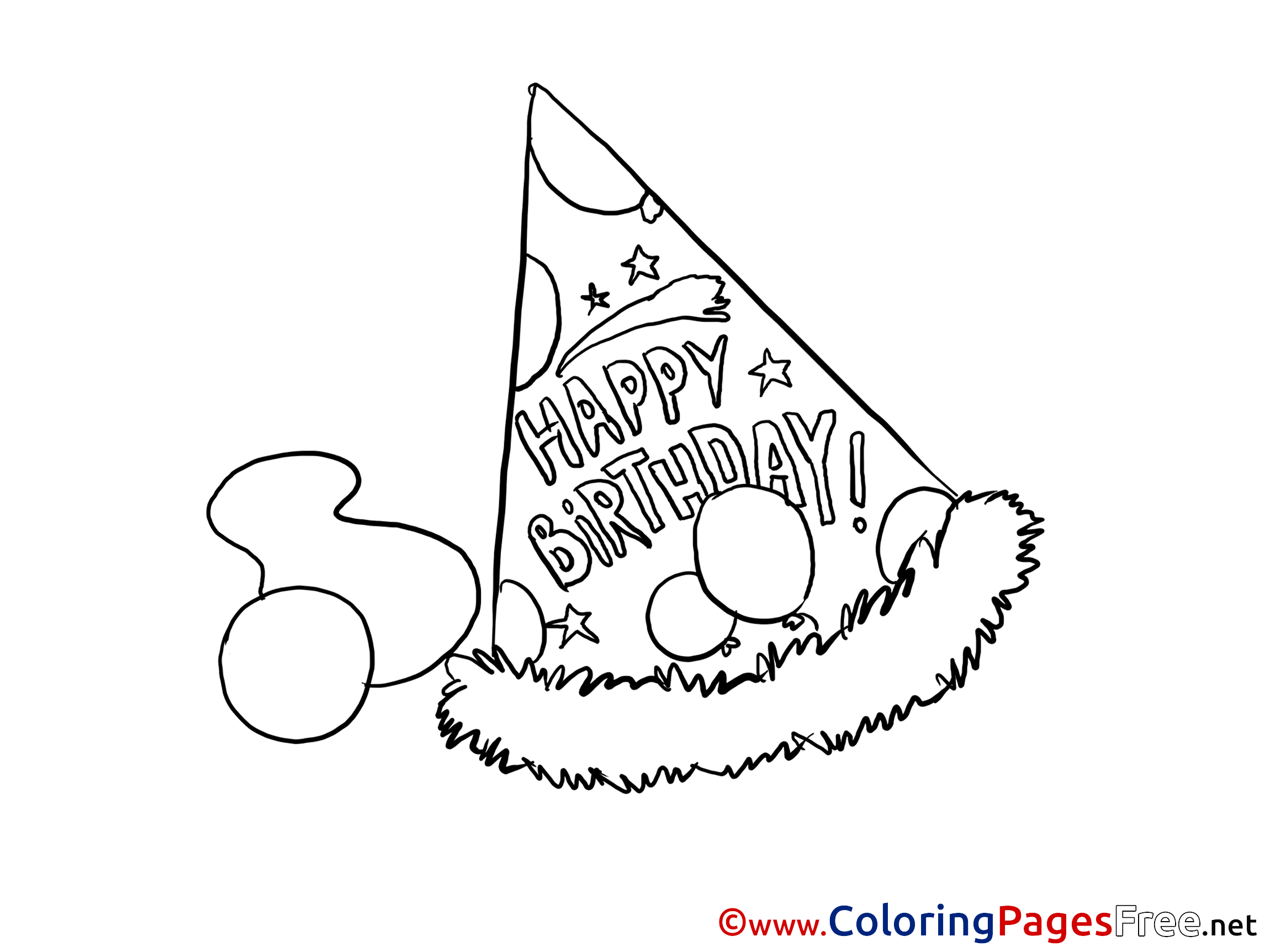 Party Hat Colouring Sheet download Happy Birthday