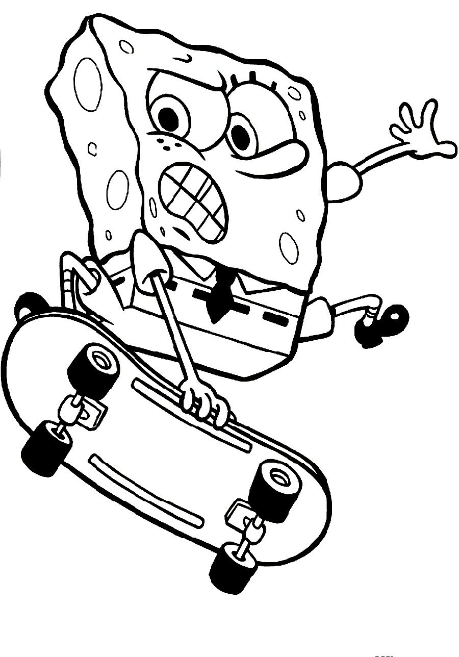 Download Spongebob In Skateboard Action Coloring Pages Or Print ... | Coloring  pages for girls, Spongebob drawings, Coloring pages