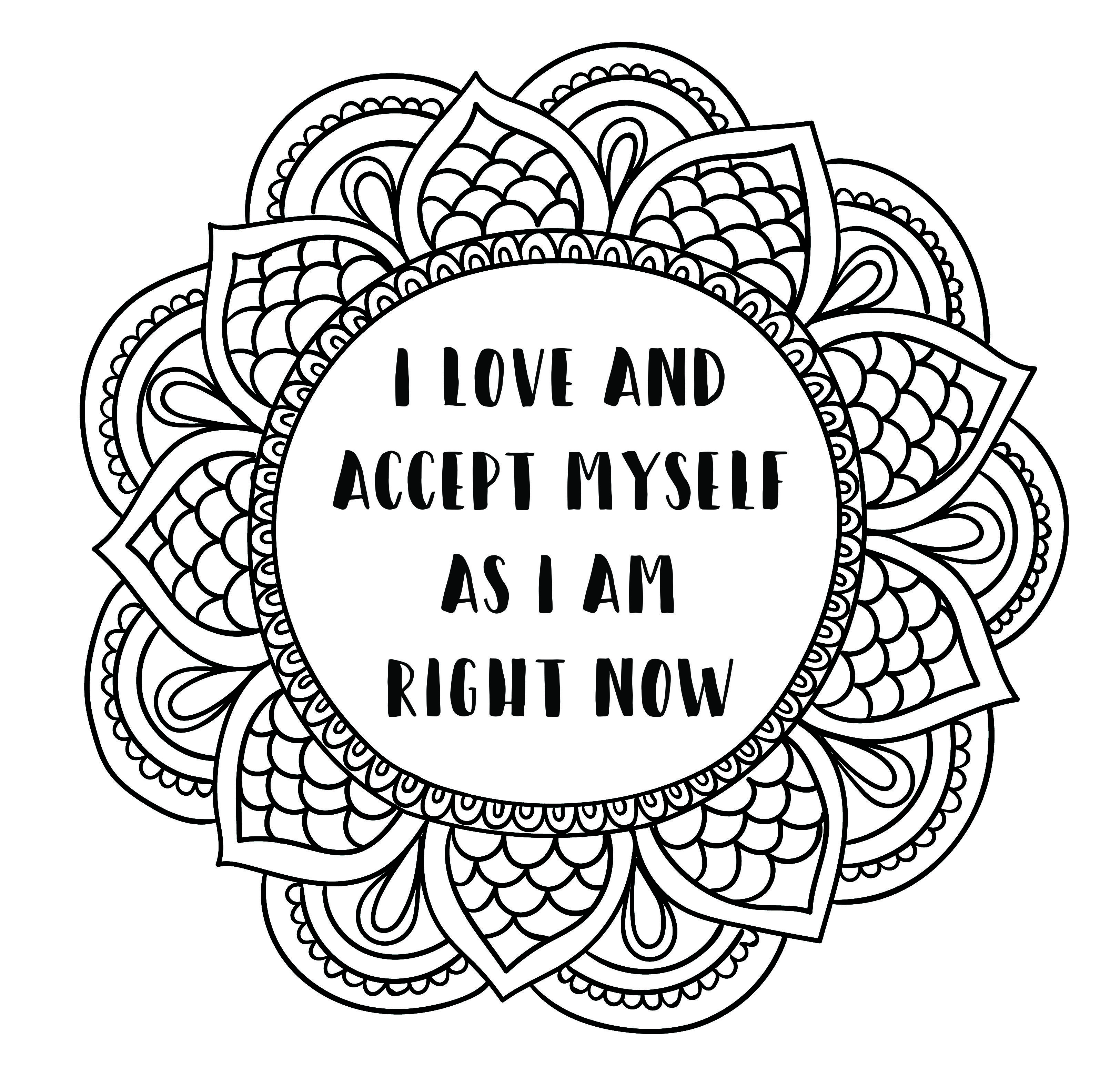 Mandala-style coloring page printable self-love affirmation created by me.  Mandala designed by Fr… | Love coloring pages, Heart coloring pages, Quote coloring  pages