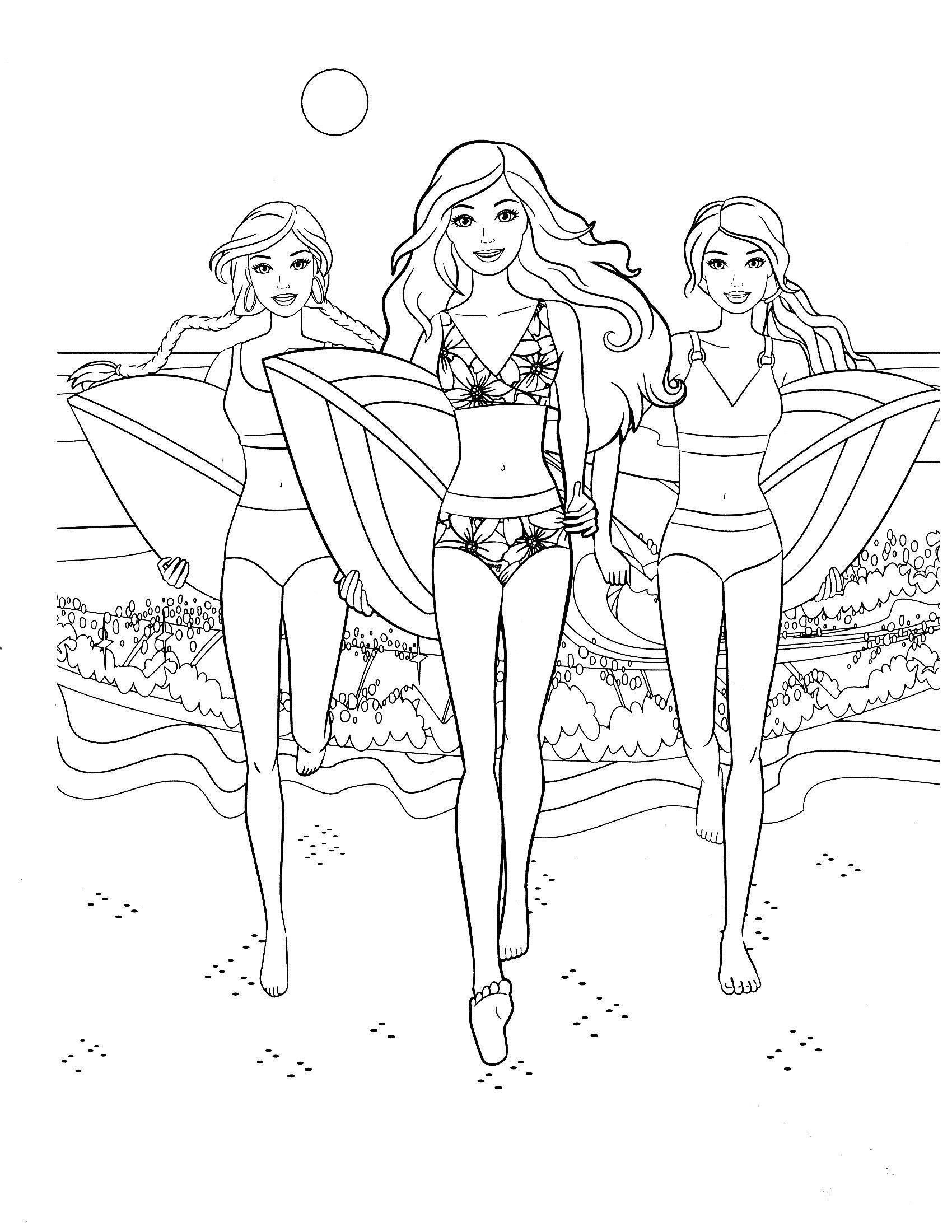 Barbie and Friends Coloring Pages – Through the thousand images on the net  with regards to barbie an… | Barbie coloring pages, Barbie coloring, Beach coloring  pages
