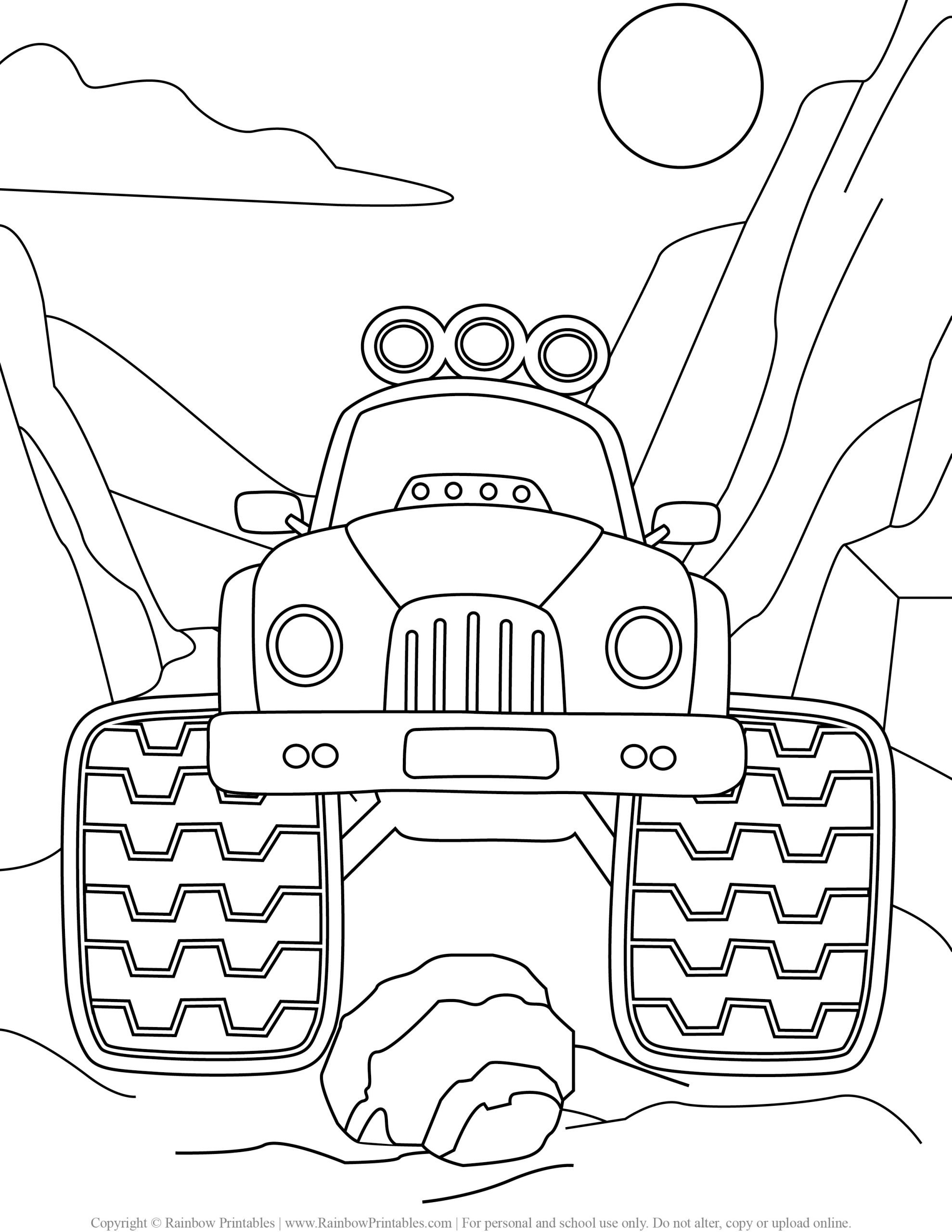 7 FREE Monster Truck Coloring Pages For Kids (Printable Download) • Rainbow  Printables