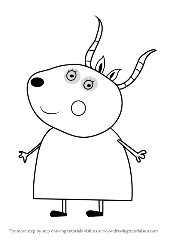 Learn How to Draw Madame Gazelle from Peppa Pig (Peppa Pig) Step by Step :  Drawing Tutorials