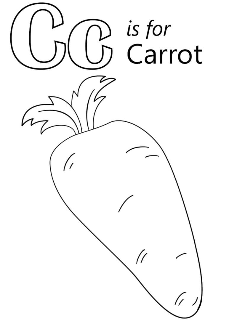 Carrot Letter C Coloring Page - Free Printable Coloring Pages for Kids